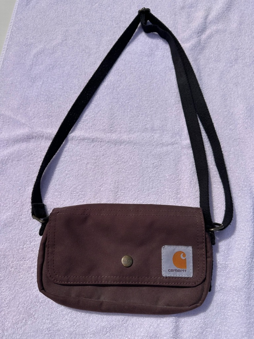 Carhartt Dark Brown Canvas Crossbody with Black Strap